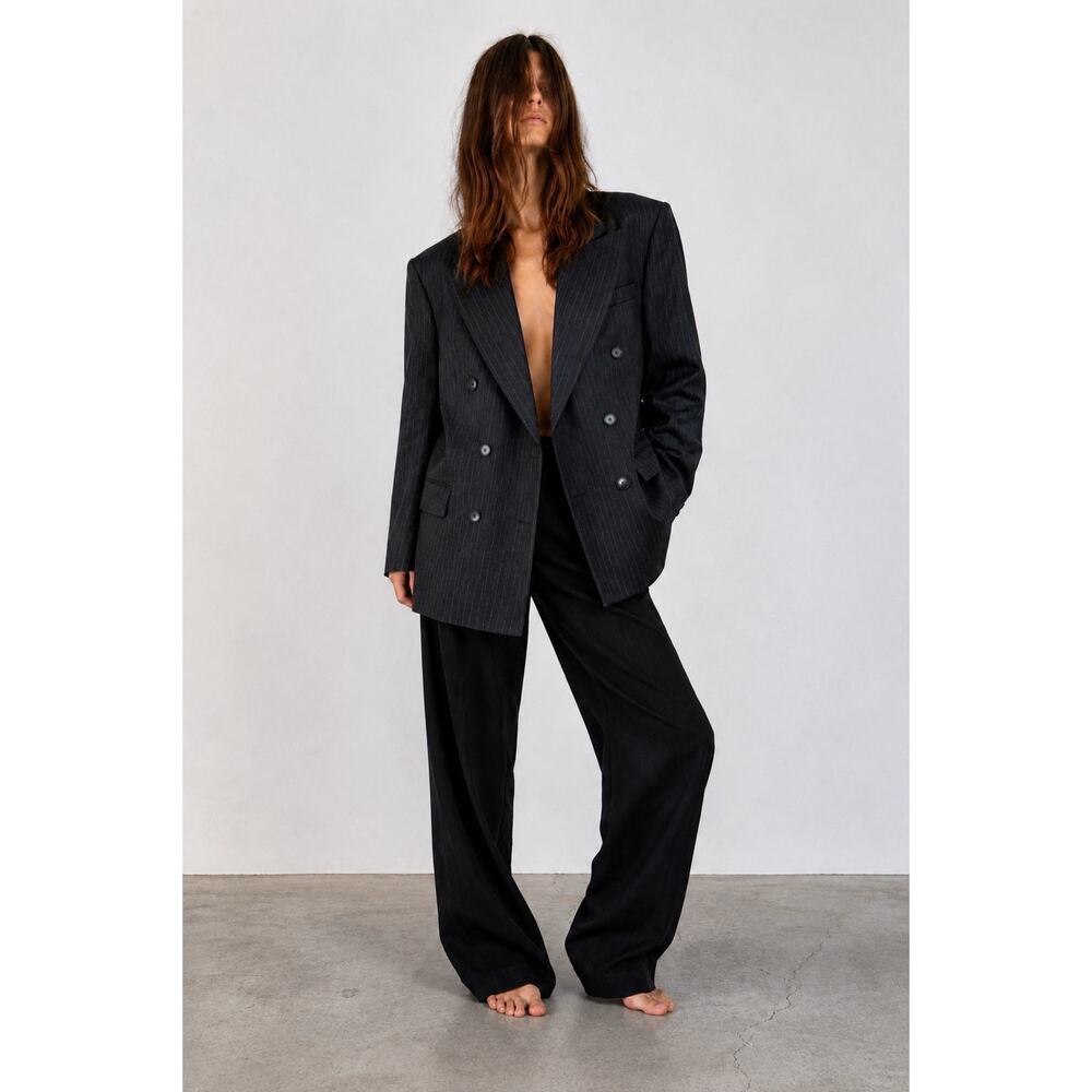 Vintage Christian Dior Oversized Blazer Jacket Wool Black Double Breasted XL